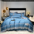 100s Cotton King Plaid Dubai Duvet Capa Conjunto